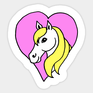 Cartoon Pony in Pink Heart Sticker